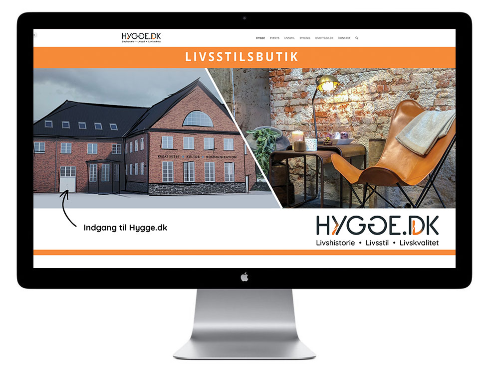 Firma Hjemmeside til Hygge, designet af Schmidt Grafisk